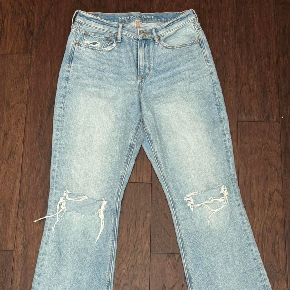 American Eagle Outfitters Light Blue Distressed Flare Jeans